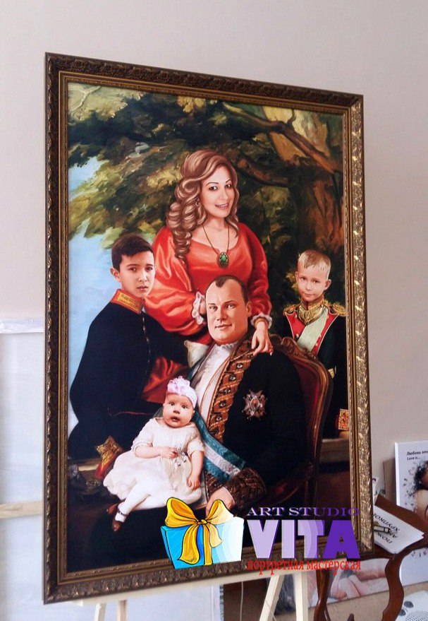 Семейный портрет на холсте в образе